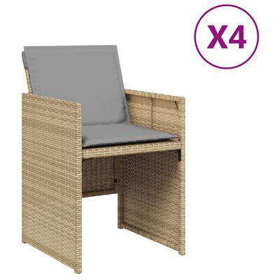 vidaXL dārza krēsli ar matračiem, 4 gab., bēša polietilēna rotangpalma