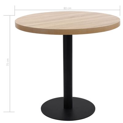 vidaXL bistro galds, gaiši brūns, 80 cm, MDF