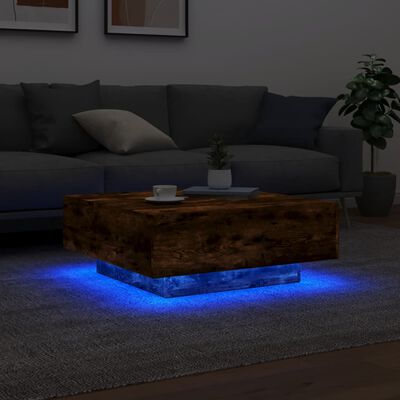 vidaXL kafijas galdiņš ar LED, ozolkoka, 80x80x31 cm