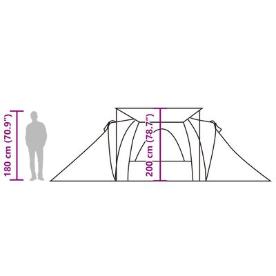 vidaXL ģimenes telts, 6 personām, pelēka, oranža, ūdensizturīga