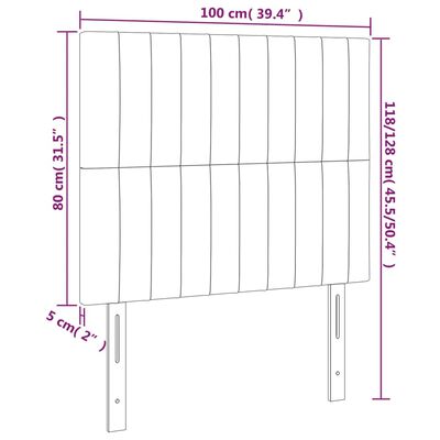 vidaXL gultas galvgalis ar LED, 100x5x118/128 cm, zaļš audums