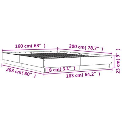 vidaXL gultas rāmis, ozolkoka krāsā, 160x200 cm, inženierijas koks