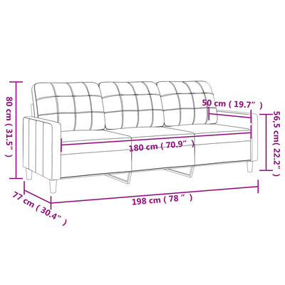 vidaXL B-Stock trīsvietīgais dīvāns, tumši pelēks, 180 cm, audums