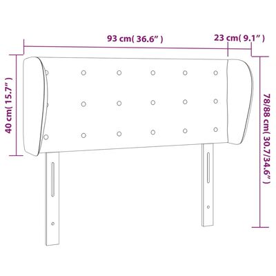 vidaXL galvgalis ar malām, 93x23x78/88 cm, tumši pelēks audums