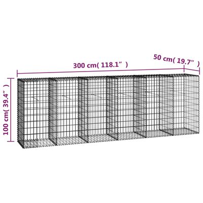 vidaXL gabions ar vāku, cinkots tērauds, 300x50x100 cm