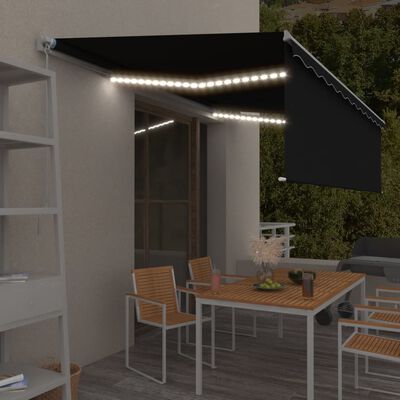 vidaXL izvelkama markīze ar žalūziju un LED, 5x3 m, manuāla, pelēka