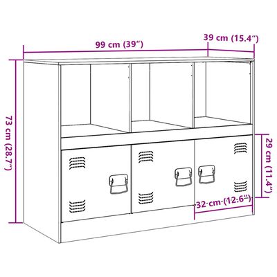 vidaXL kumode, sinepju dzeltena, 99x39x73 cm, tērauds