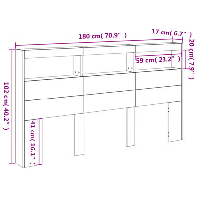 vidaXL galvgaļa skapis ar LED, melns, 180x17x102 cm