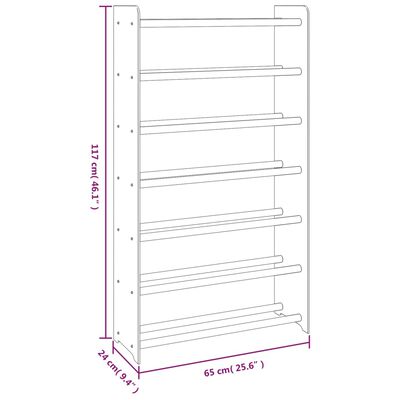 vidaXL apavu plaukts, brūns, 65x24x117 cm, inženierijas koks