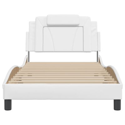 vidaXL gultas rāmis ar galvgali, balts, 100x200 cm, mākslīgā āda