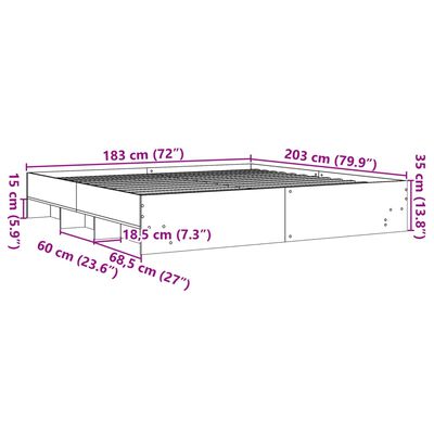 vidaXL gultas rāmis, ozolkoka krāsā, 180x200 cm, inženierijas koks