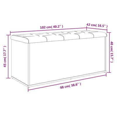 vidaXL uzglabāšanas sols, balts, 102x42x45 cm, inženierijas koks