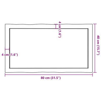 vidaXL galda virsma, tumši brūna, 80x40x(2-4) cm, ozola masīvkoks