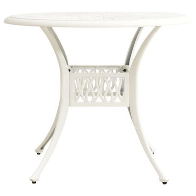 vidaXL dārza galds, balts, 90x90x74 cm, liets alumīnijs