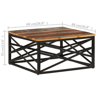 vidaXL kafijas galdiņš, 68x68x35 cm, pārstrādāts masīvkoks