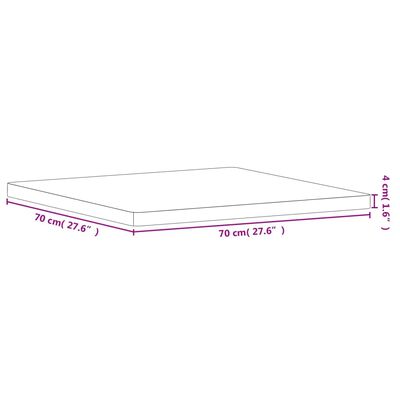 vidaXL galda virsma, 70x70x4 cm, dižskābarža koks, kvadrāta forma