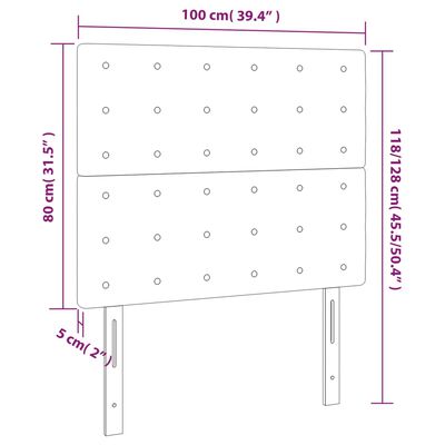 vidaXL gultas galvgalis ar LED, 100x5x118/128 cm, tumši pelēks samts