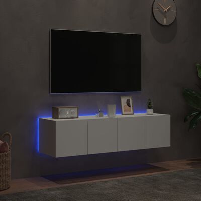 vidaXL TV galdiņi ar LED lampiņām, 2 gab., balti, 60x35x31 cm