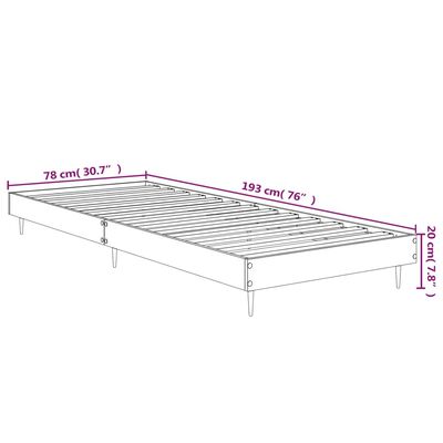 vidaXL gulta bez matrača, ozolkoka, 75x190 cm, inženierijas koks