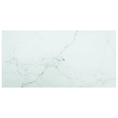 vidaXL galda virsma, balta, 100x50 cm, 6 mm, stikls ar marmora dizainu