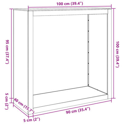 vidaXL malkas uzglabāšanas statīvs, melns, 100x40x100 cm, tērauds