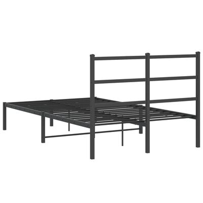 vidaXL gultas rāmis ar galvgali, melns metāls, 120x190 cm