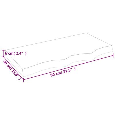 vidaXL vannasistabas virsma, tumši brūna, 80x40x(2-6)cm, masīvkoks