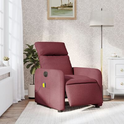 vidaXL elektrisks masāžas krēsls, atgāžams, vīnsarkans audums
