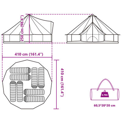 vidaXL ģimenes telts, tipi, 8 personām, zila, ūdensnecaurlaidīga