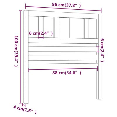 vidaXL gultas galvgalis, medus brūns, 96x4x100 cm, priedes masīvkoks