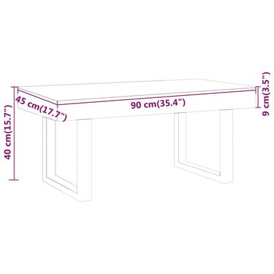 vidaXL kafijas galdiņš, 90x45x40 cm, MDF, dzelzs, gaiši brūns, melns