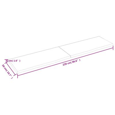 vidaXL vannasistabas virsma, 220x50x(2-4) cm, neapstrādāts masīvkoks