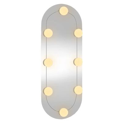 vidaXL sienas spogulis ar LED, 20x50 cm, stikls, ovāls