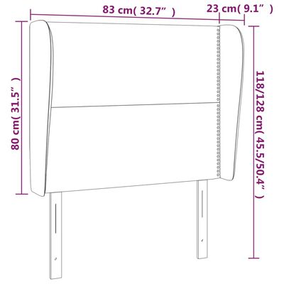 vidaXL galvgalis ar malām, 83x23x118/128 cm, melns samts