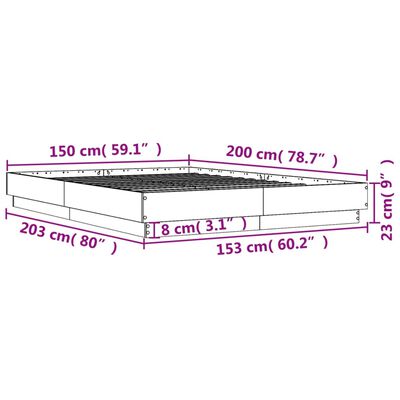 vidaXL gultas rāmis, ozolkoka krāsā, 150x200 cm, inženierijas koks