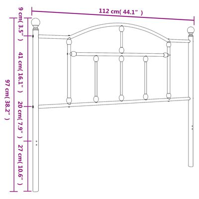 vidaXL gultas galvgalis, balts, 107 cm