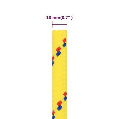 vidaXL laivu virve, dzeltena, 18 mm, 100 m, polipropilēns