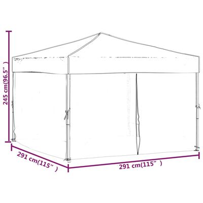 vidaXL saliekama nojume ar sienām, antracītpelēka, 3x3 m