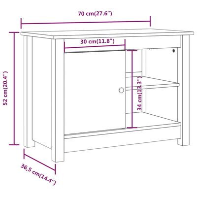 vidaXL TV skapītis, 70x36,5x52 cm, priedes masīvkoks