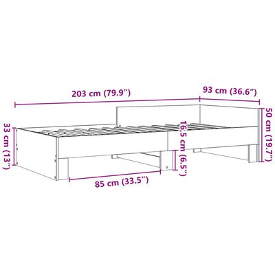 vidaXL gultas rāmis, ozolkoka krāsā, 90x200 cm, inženierijas koks