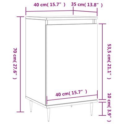 vidaXL kumodes, 2 gab., melnas, 40x35x70 cm, inženierijas koks