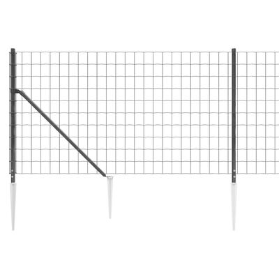 vidaXL stiepļu žogs ar zemes mietiņiem, antracītpelēks, 1,1x10 m