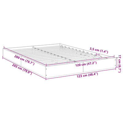 vidaXL gultas rāmis, ozolkoka krāsā, 120x200 cm, inženierijas koks