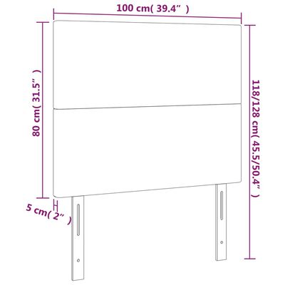 vidaXL gultas galvgalis ar LED, 100x5x118/128 cm, melns samts