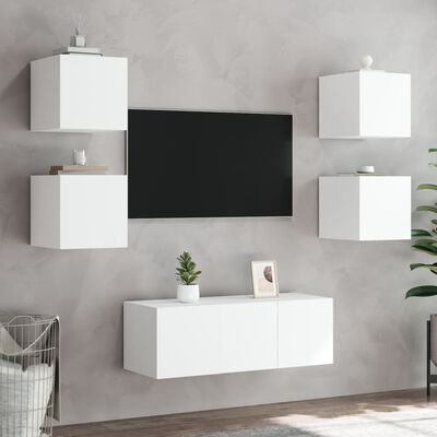 vidaXL TV galdiņš ar LED lampiņām, balti, 30,5x35x30 cm