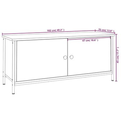 vidaXL TV skapītis ar durvīm, melns, 102x35x45 cm, inženierijas koks