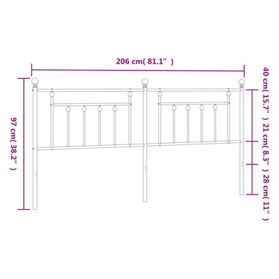 vidaXL gultas galvgalis, metāls, melns, 200 cm