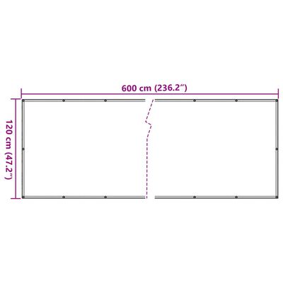 vidaXL balkona aizslietnis, PVC, 600x120 cm, balts