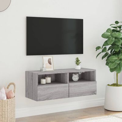 vidaXL TV sienas skapītis, pelēka ozola, 80x30x30cm, inženierijas koks