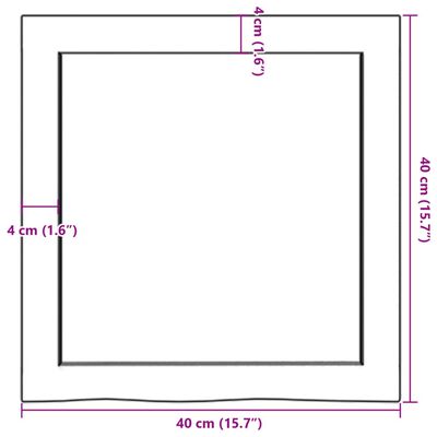 vidaXL vannasistabas letes virsma, 40x40x(2-6)cm, apstrādāts masīvkoks